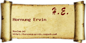 Hornung Ervin névjegykártya